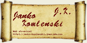 Janko Komlenski vizit kartica